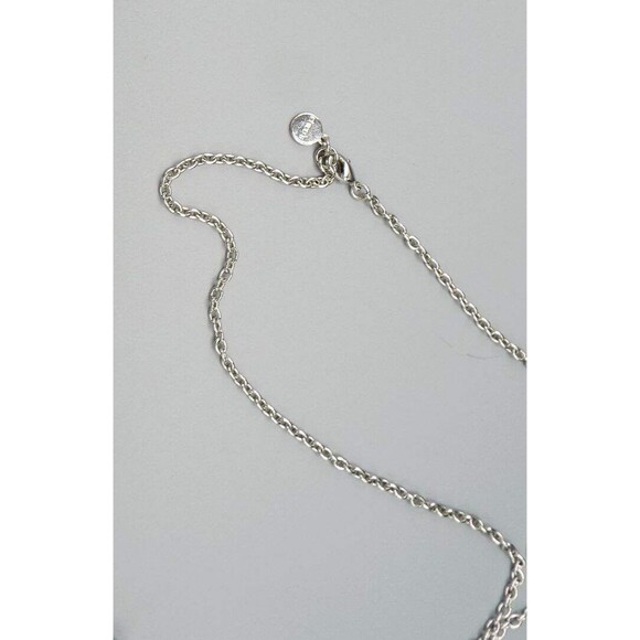 Chico's Silvertone Miracles Locket Crystal Jeweled Long 32" Rolo Chain Necklace - Picture 8 of 13